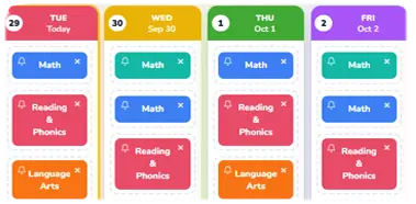 The Kadosh homeschool planner's week view