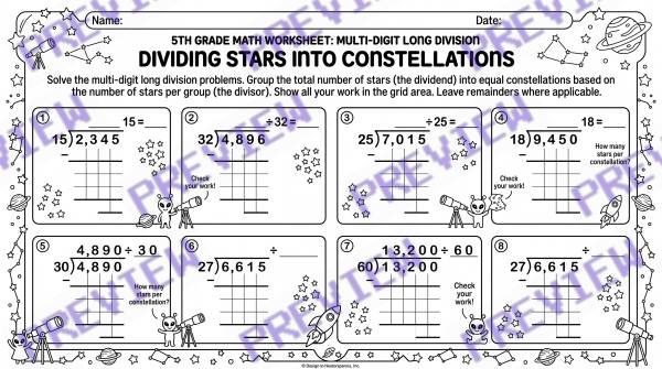 Preview of long division worksheet
